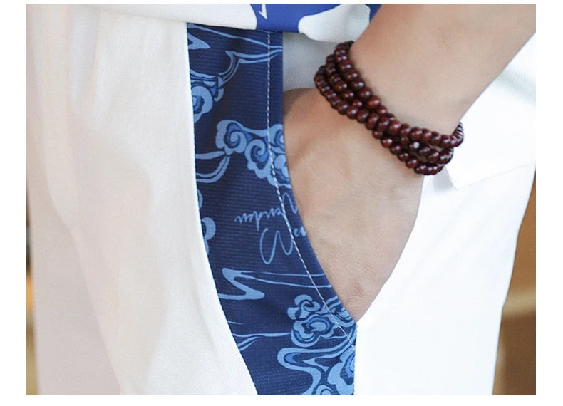 Shirts + Pants summer Cotton linen shorts sleeve shirts Men's Casual Sets Male Fashion trousers and shirts men size M-4XL TZ020