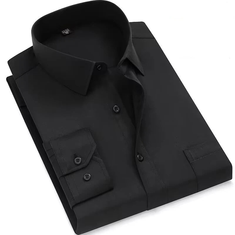 Men's Business Casual Social Shirts Oversized Plus Large Size 9XL Long Sleeve Classic Plaid Striped Brand Dress Shirts GOZBKF