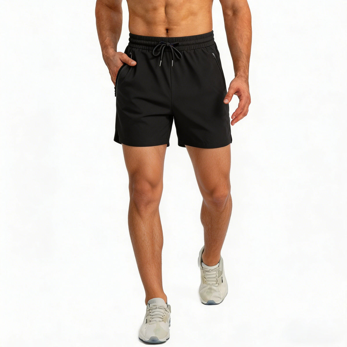 Men's Quick Dry Running Shorts with Drawstring and Zip Pockets - Ideal for Athletic Workouts and Gym Sessions Swim Trunks