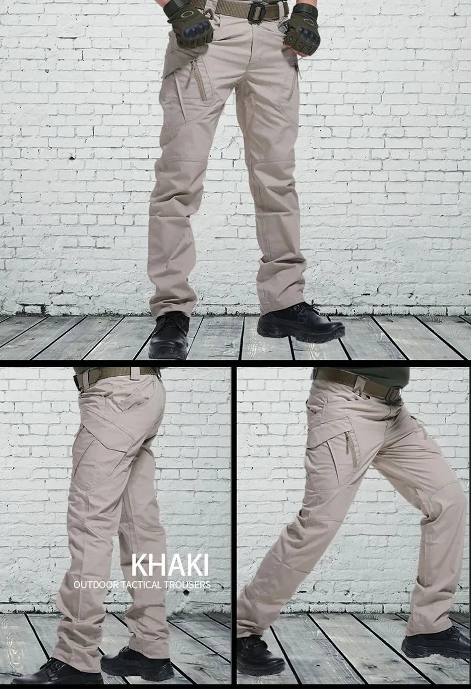 Classic Men's Tactical Pants Multi-Pocket Solid Color Stretch Slimming Outdoor Pants Spring & Autumn Casual Jogging Pants