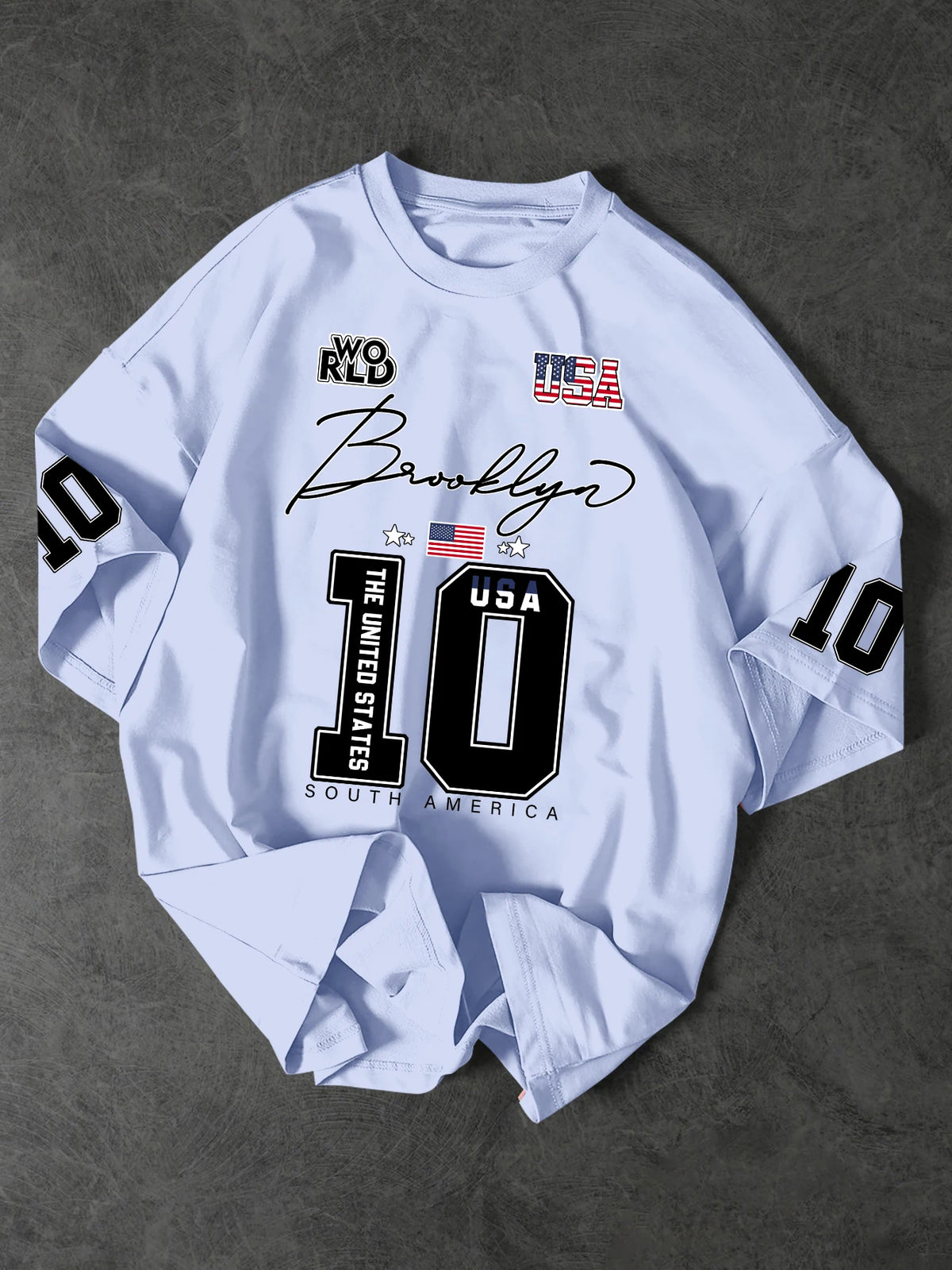 2026 Summer USA Brooklyn Style 10 Print T Shirt Men's Streetwear Vintage Jersey Tee