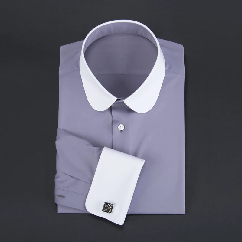 Wholesale men's British vintage shirt French cufflinks mens shirts long sleeve