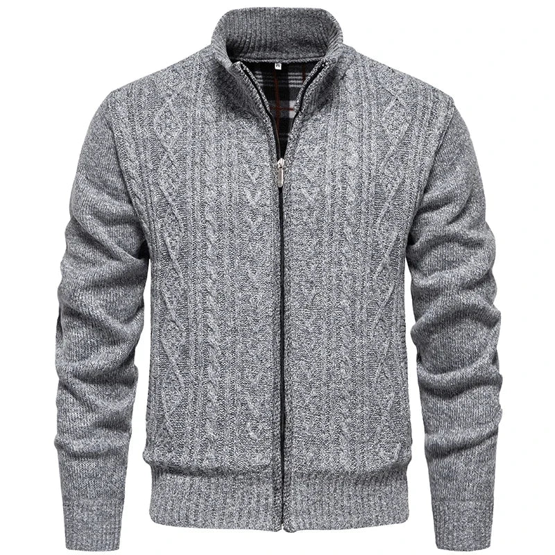 Men Cardigan Sweaters 2024 Autumn Winter New Warm Cashmere Wool Zipper Stand-up Collar Casual Knitwear SweaterCoat Mens Clothes