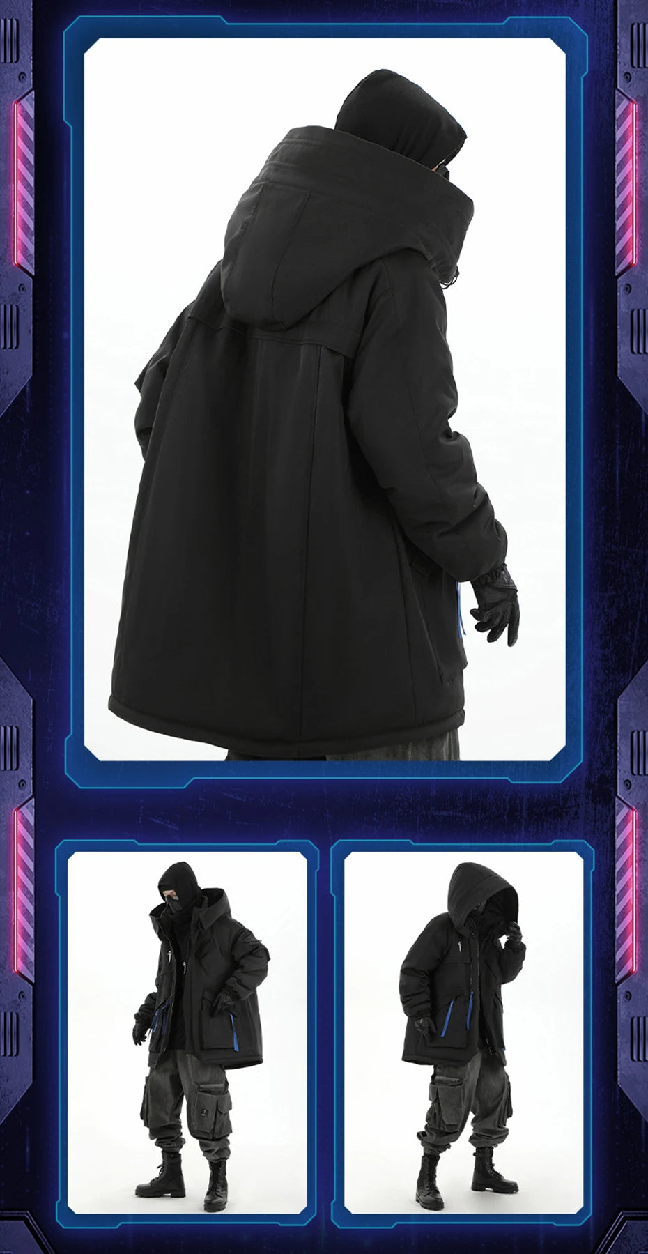 Mulit Pocket Winter Jackets Techwear Tactical Coats Men Fashion Streetwear Oversized Parkas Warm Hooded Jacket Windbreaker