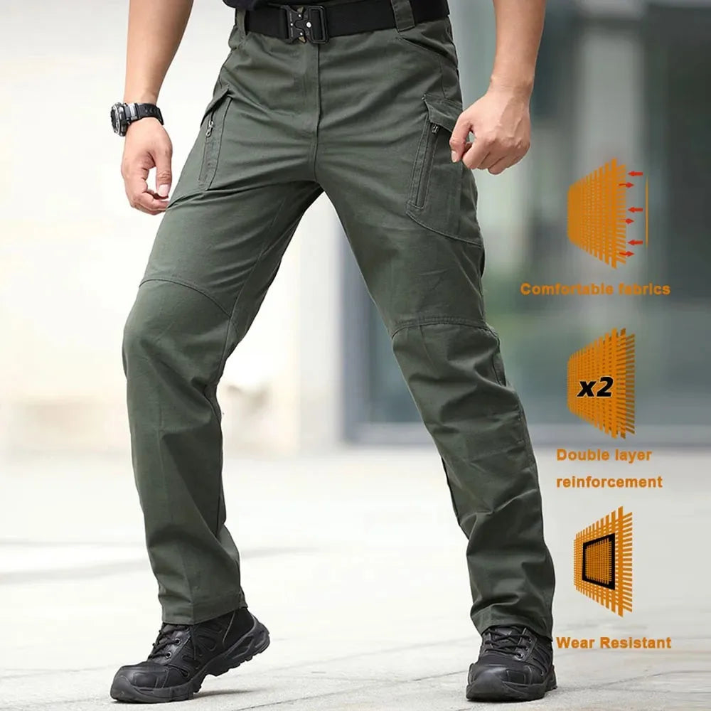 Classic Men's Tactical Pants Multi-Pocket Solid Color Stretch Slimming Outdoor Pants Spring & Autumn Casual Jogging Pants