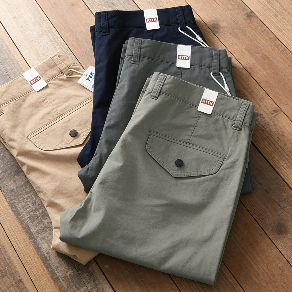 221# Summer New American Retro Thin Quick-drying Elastic Pants Men's Simple 97% Cotton Washed Commute Casual Straight Trousers