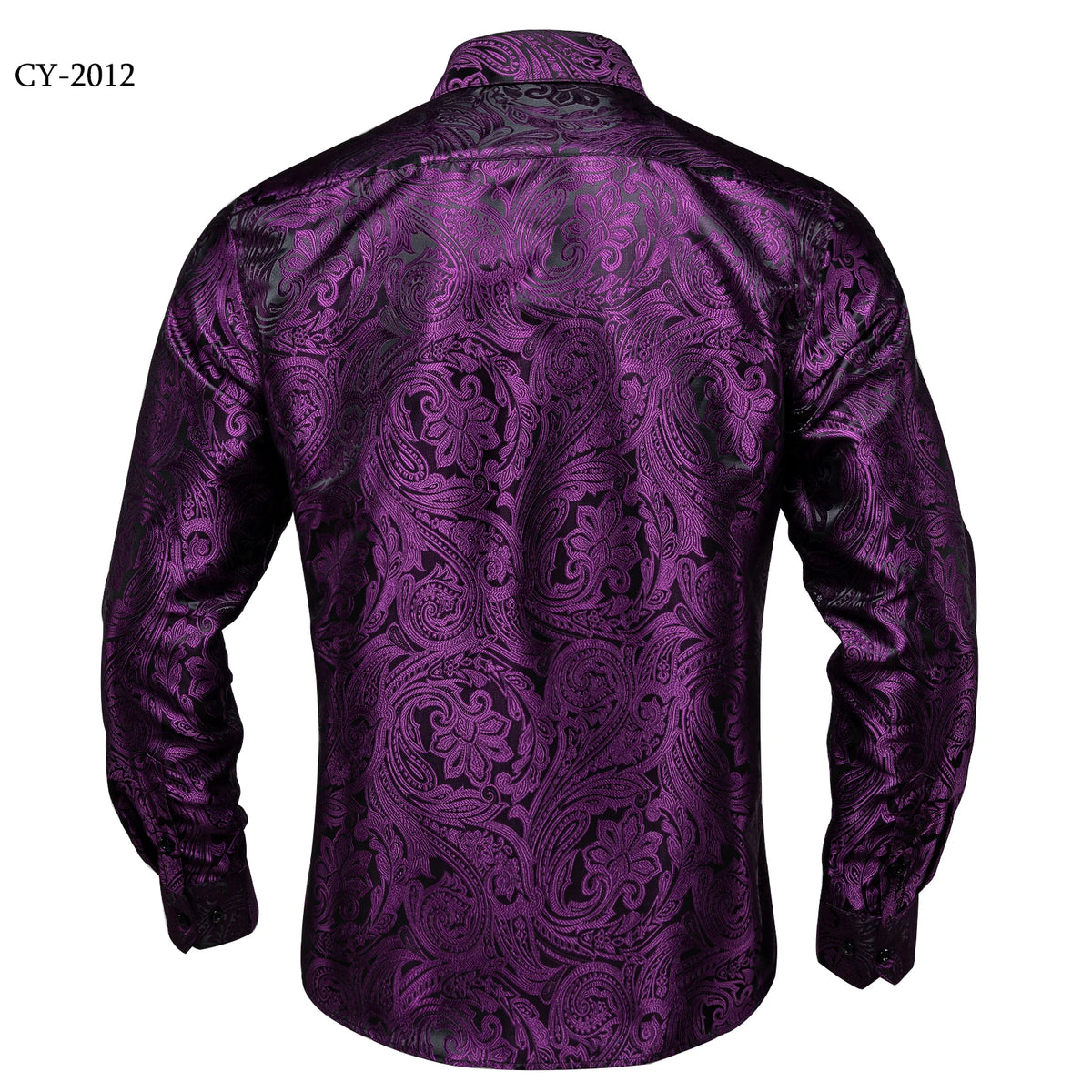Brand New Men's Royal Blue Business Shirts Luxury Fashion Paisley Long Sleeve Turn-Down Collar Social Shirt Male Casual Blouse