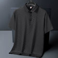 Men's Polo Shirt Summer New Lapel Men's Short Sleeve Polo Shirt Striped Ice Silk Business Casual Men's Polo Shirt M-6XL 7XL 8XL