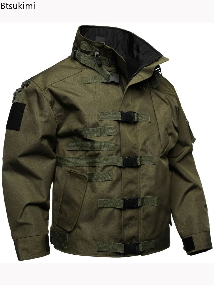 2026 Men's Tactical Cargo Jacket Casual Multi-pocket Wear-resistant Coat Outdoor Waterproof Windbreaker Man Combat Bomber Jacket