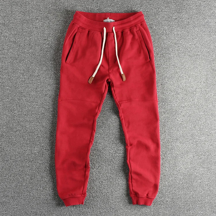 Autumn Japanese Retro Knitted Ankle-length Sweatpants Men's Fashion Elastic Waist Drawstring Sport Casual Ankle-tied Pants
