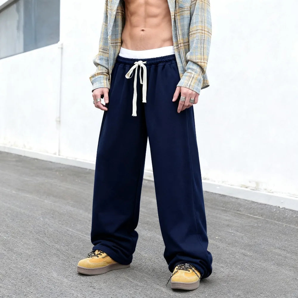 Men's Autumn and Winter Slant Pocket Sweatpants Straight Knit Cotton Sports Pants Casual Comfort Streetwear men pants