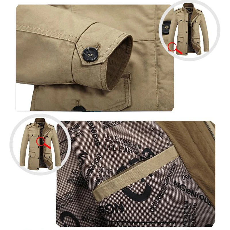 High Quality Men's Casual Jacket 6XL Male Windbreaker Oversized Cotton Classic Jackets Men Clothing Trench Coat