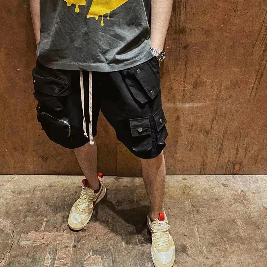 Hip Hop Y2K Streetwear Cargo Shorts Multi Pockets Tactical Fashion Man Shorts Techwear Harajuku Summer Casual Short Pants