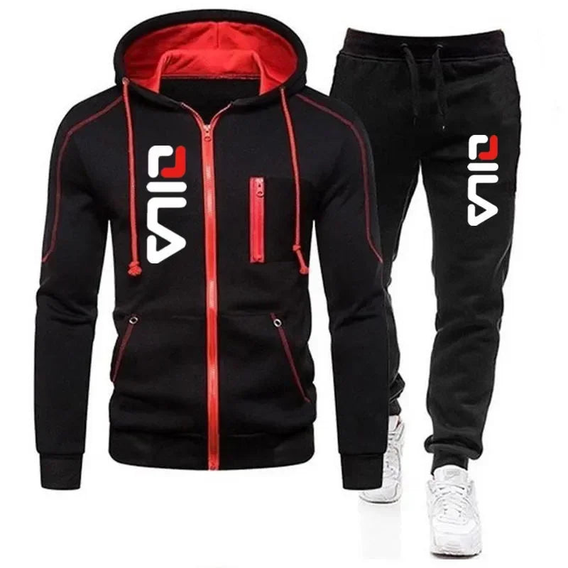 Fashion autumn/Winter men's casual suit,2025 new men's zipper jacket hooded jumper + sweatpants 2 sets, outdoor jogging jacket