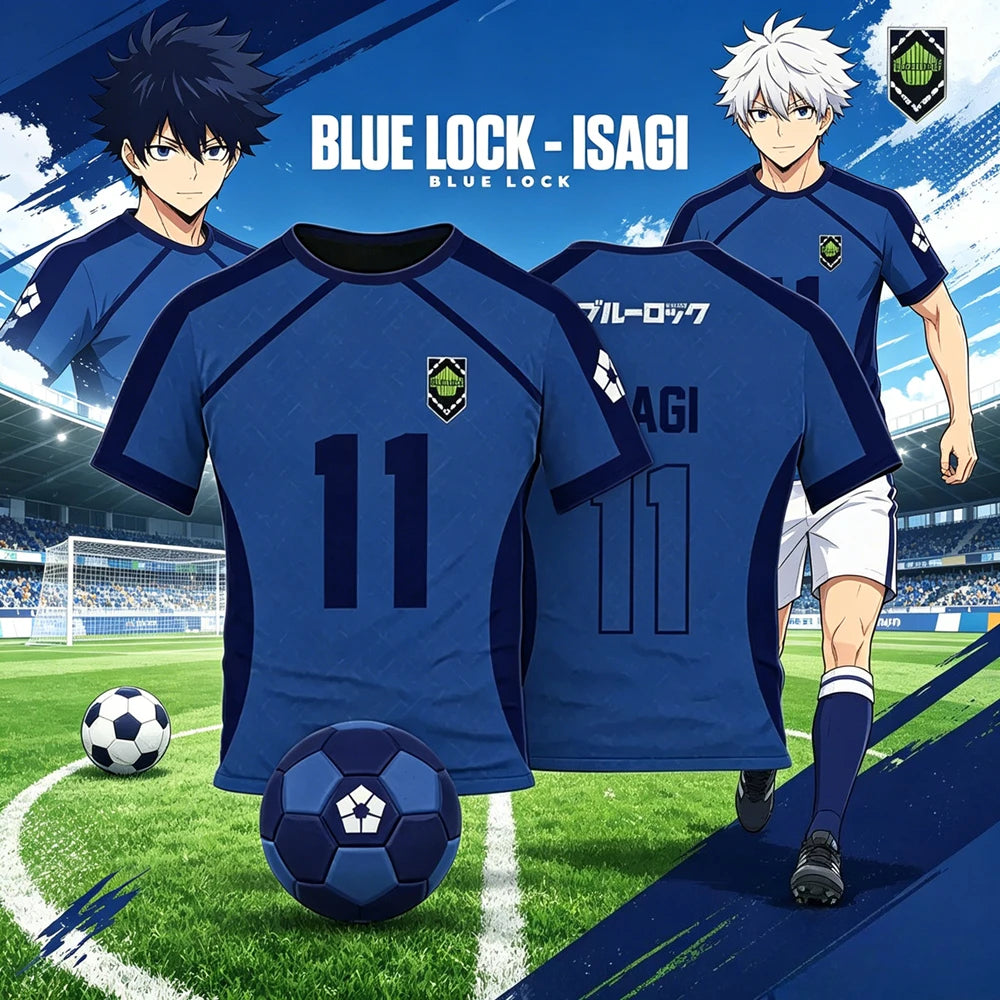 Anime Blue Lock Jersey 3D Print Nagi Soccer T-Shirts Men Women Short Sleeve Sports Tee Y2k Top Cosplay Blue Lock Football Top