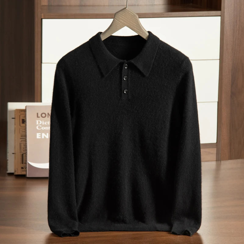 High-Grade New Autumn 100% Cashmere Sweaters Winter Clothing T-shirt Men's Sweater Solid Color Large Size Base Men Pullover