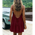 Women's Dress 2026 Summer Arrival Solid Color Fine Strap Flowing A-Line Skirt Casual Vacation Style with Elegant Backless Design