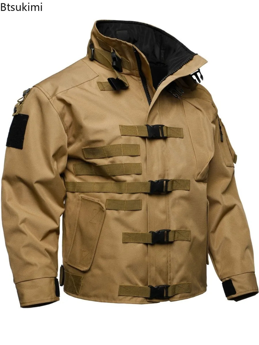2026 Men's Tactical Cargo Jacket Casual Multi-pocket Wear-resistant Coat Outdoor Waterproof Windbreaker Man Combat Bomber Jacket