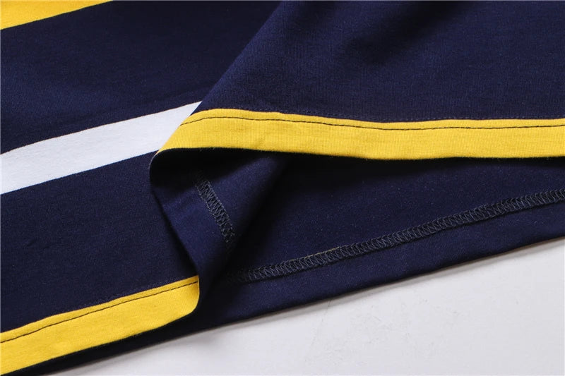TACE&SHARK Fashion Stripe Shark Embroidery Polo Shirt Summer Men Business Shark Polos Tops Mens Casual Slim Fit Clothing