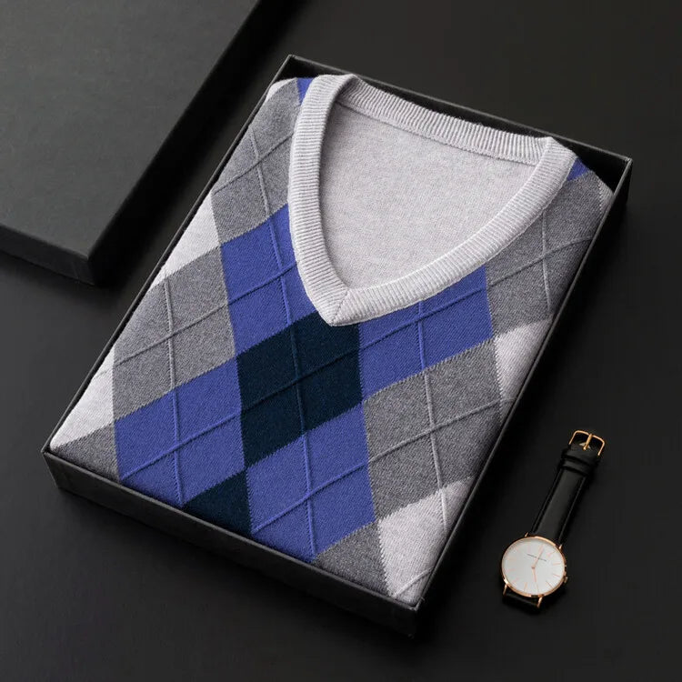 New Men's Business Casual Pullover Wear Warm Sleeveless Wool Knitted Sweater Vest Tops