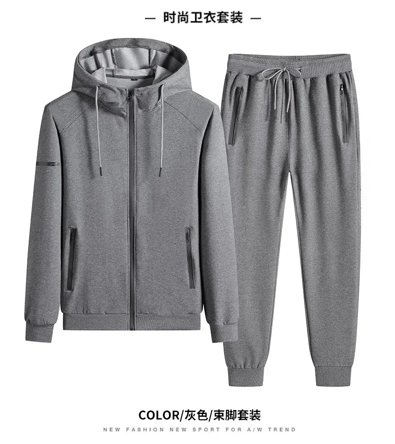 Plus Size tracksuits Men Sportswear Sets New Spring Autumn Clothing Hooded Pants Suit Male 2 Pieces Sweatshirt + Sweatpants 8XL