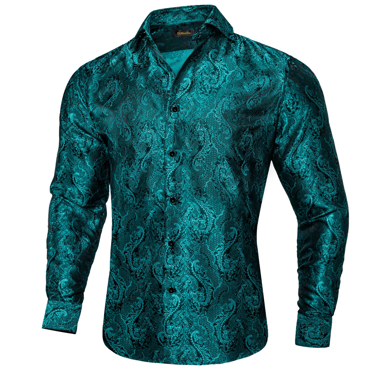Brand New Men's Royal Blue Business Shirts Luxury Fashion Paisley Long Sleeve Turn-Down Collar Social Shirt Male Casual Blouse