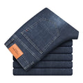 2026 Summer Thin Men's Cotton Jeans New Fashion Gray Elastic Straight Business Casual Pants Comfortable Brand Trousers
