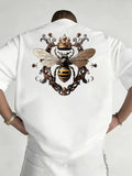Ornate Royal Bee Print on Premium Soft 100% Cotton Mens T Shirt Perfect for Summer Outings and Casual Events
