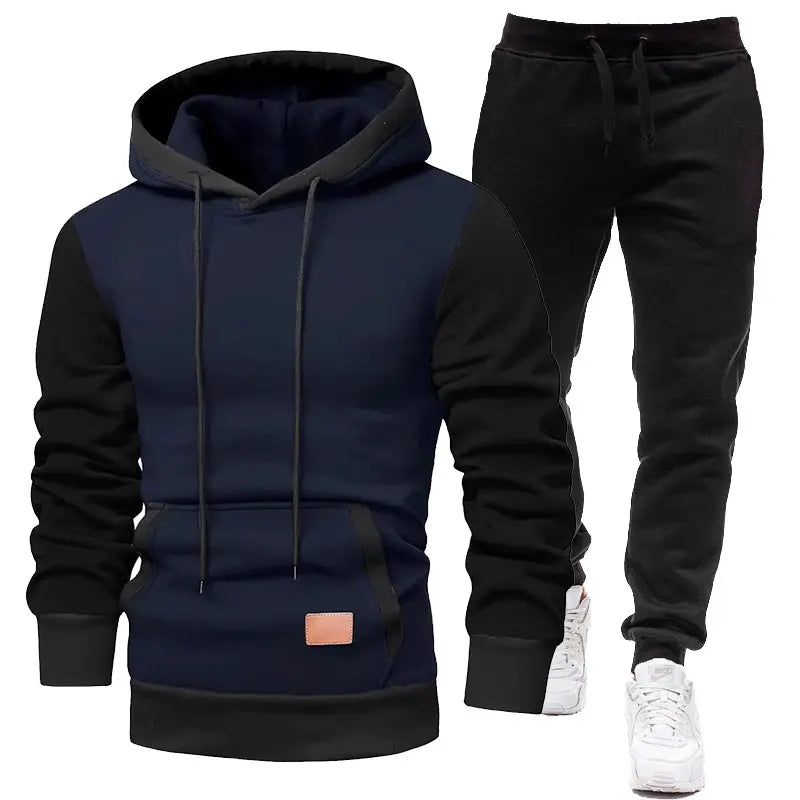 2024 Spring And Autumn Men's Sports Suit Fleece Lined Hooded Sweatshirt + Sweatpants 2 Sets Leather Label Embroidery Men's Wear