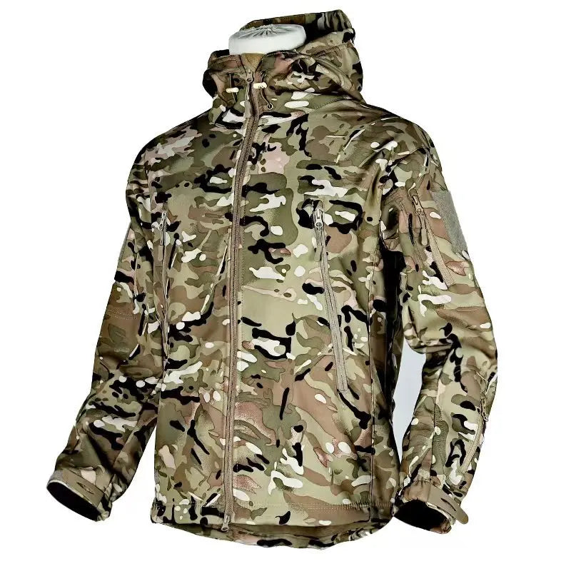 Tactical Winter Set Men's Outdoor Windproof Waterproof Suit Multi-Pocket Soft Shell Hooded Jackets Sharkskin Work Pants