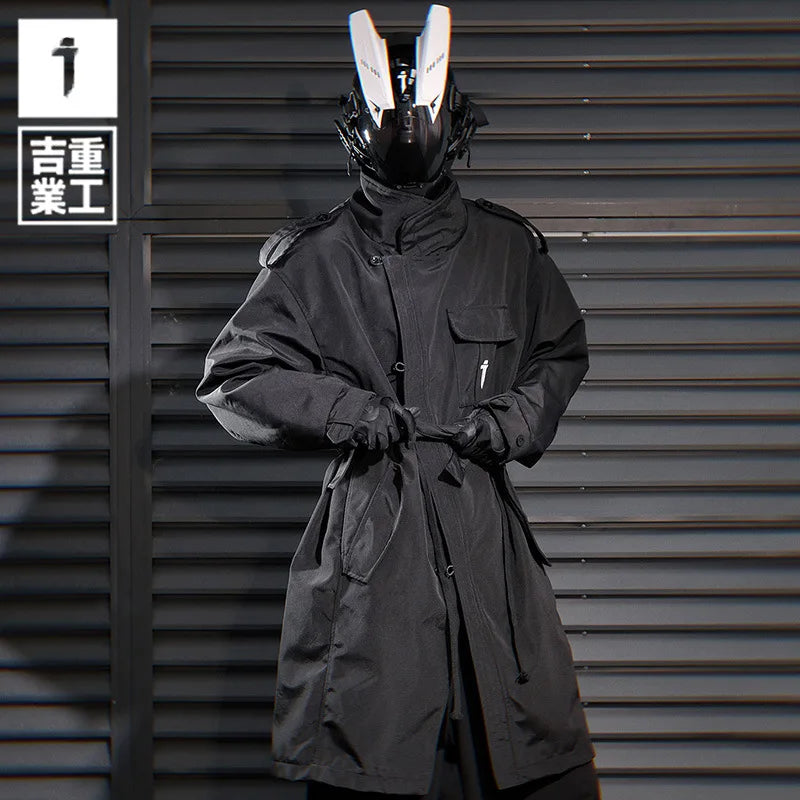 11 BYBB'S DARK Men Tactical Trench Jacket 2024 Autumn Long Coats Windbreaker Mens Loose Punk Functional Long Jackets Techwear