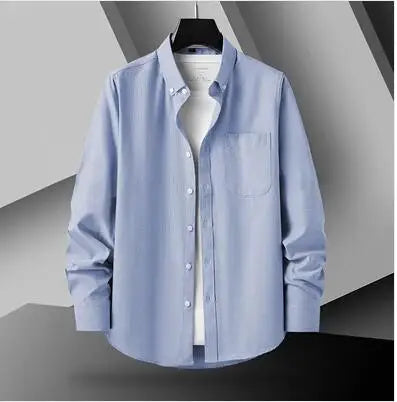 Button Down Collar Men's Long Sleeve Shirt, Single Breasted Shirts, Blue Black Gray Green Yellow Red Top Men Camisa M-5XL 6XL