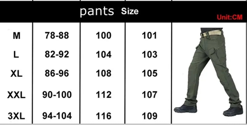 Men's Autumn Winter Softshell Elastic Camping Hiking Trekking Fishing Hunting Pants Outdoor Cycling Tactical Cargo Trousers