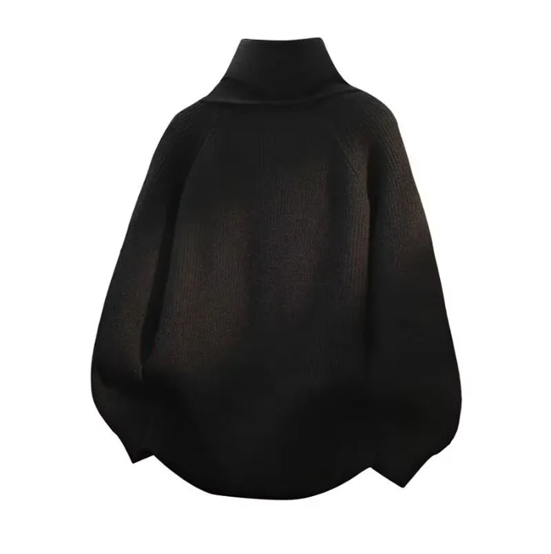 Autumn and winter ins lazy style thick scarf sweater men's Korean version trendy loose solid color base knit sweater