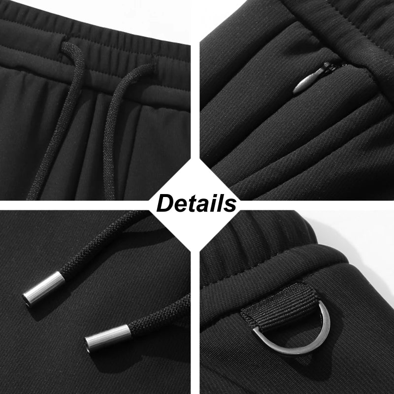 Big Size 9xl 8xl Winter Fleece Sweatpants Men Thicken Warm Jogger Pants Drawstring Elastic Zip Pockets Thermal Straight Trousers