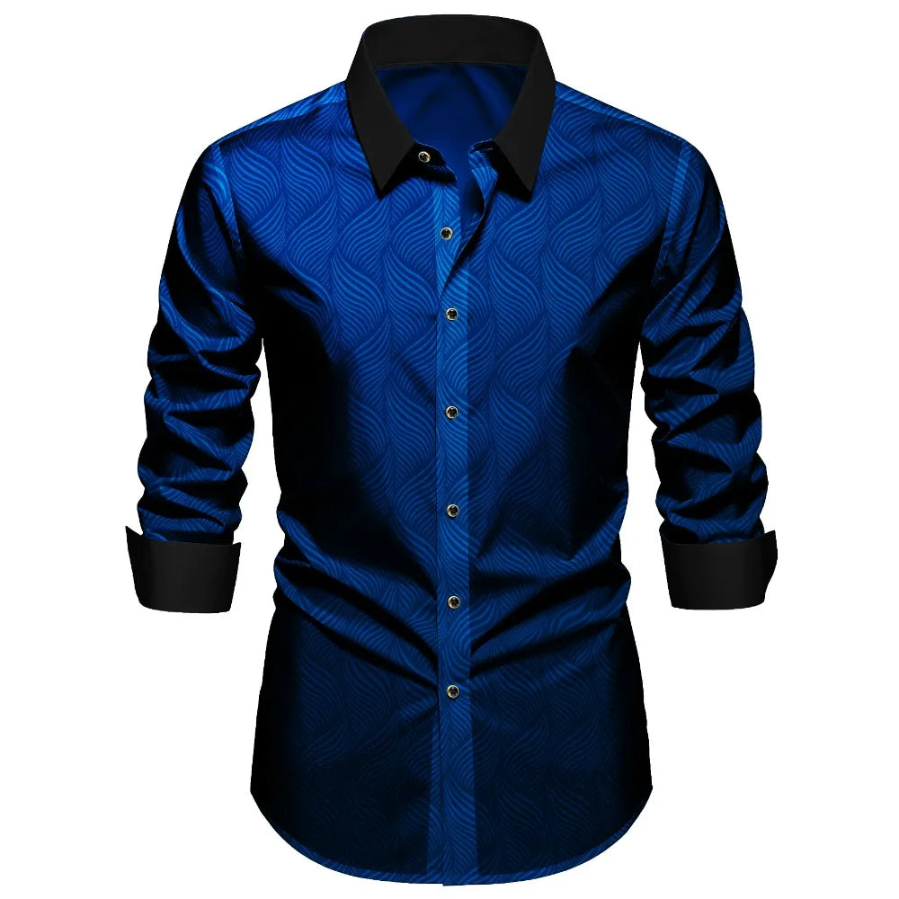 FGKKS Men Shirt Brand New Elegant Fashion European Long Sleeve Smart Casual Elastic Wrinkle-free Male Business Dress Shirts