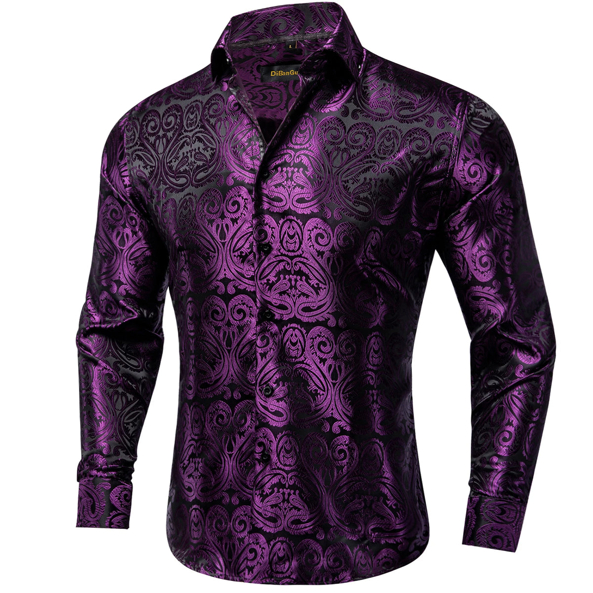 Brand New Men's Royal Blue Business Shirts Luxury Fashion Paisley Long Sleeve Turn-Down Collar Social Shirt Male Casual Blouse