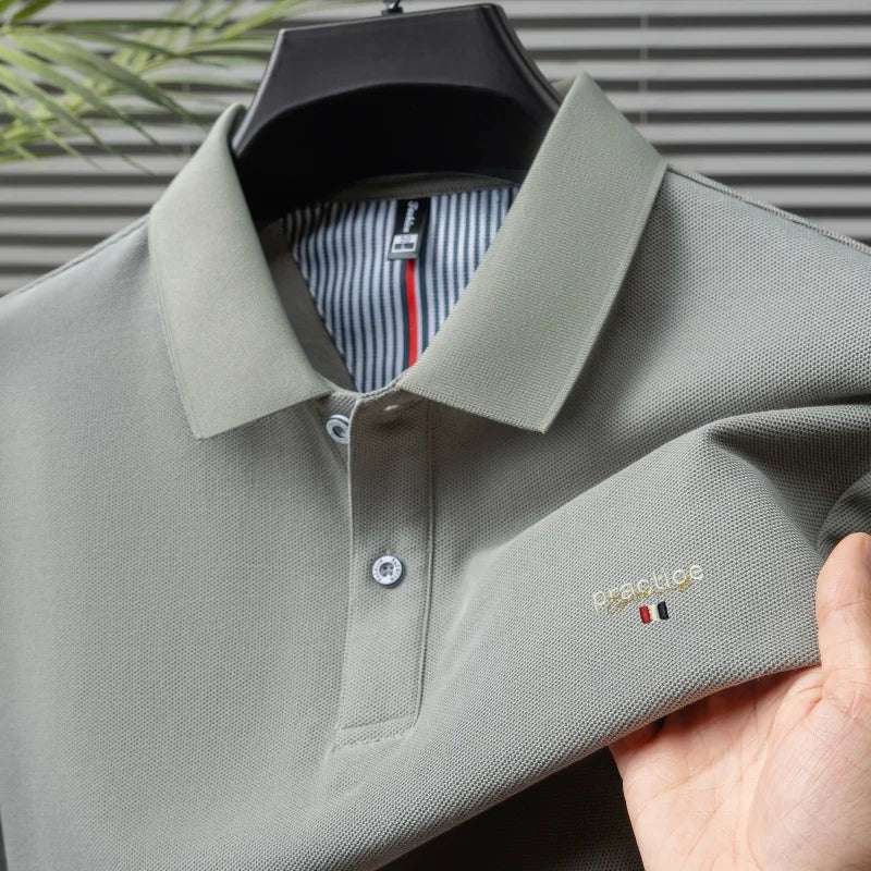 100% Pure Cotton Men's Classic Embroidered Polo Shirt Luxury Breathable Anti-wrinkle Cozy Short Sleeve Business Casual Golf Tee