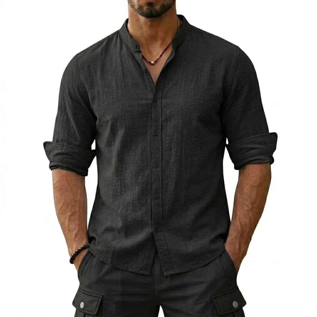 New Men's Cotton Linen Shirts for Men Casual Luxury Hawaiian Shirts Lightweight Long Sleeve Henley Beach Shirts T-Shirts for Men