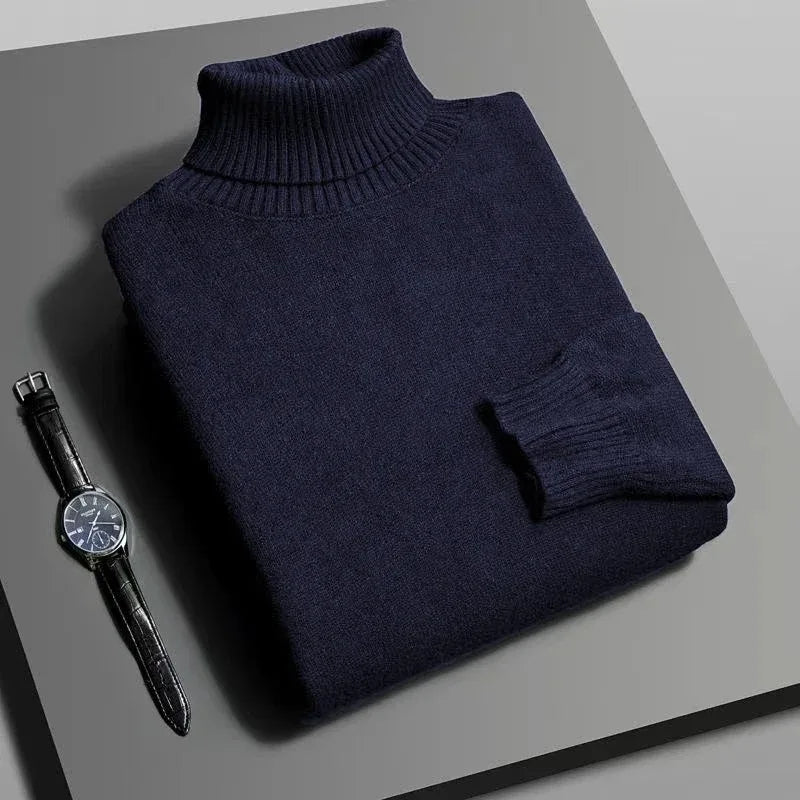 Animal Game Mens Knitwear Winter Turtleneck Sweater Slim Fit Long Sleeve Pullover Solid Trend Men Outdoor Coats Cold Blouse Man