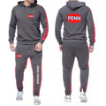 2024 Men's New Penn Fishing Reel Spring and Autumn Solid Color Sweatshirt Set Casual Long-sleeved Hoodies Pants Two Piece Suit