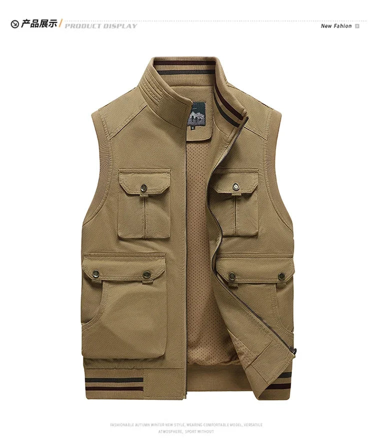 Winter Motorcyclist Mountaineering Men's Sleeveless Casual Coat Male Work Cargo Vest Men Photography Clothing Tactical Jackets