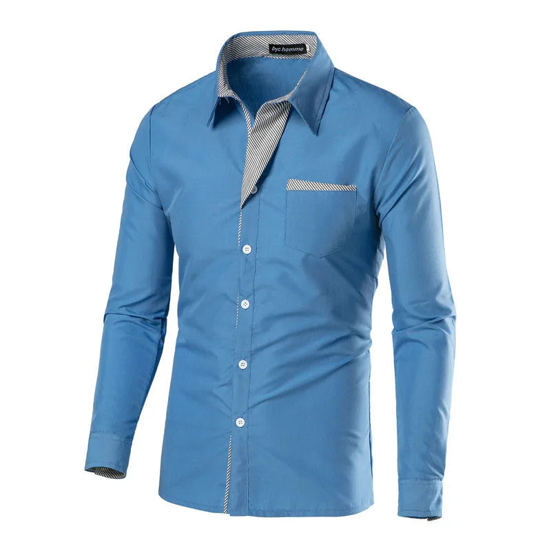 1pcs Men Long Sleeve Shirt Man Solid Color Thin Business Shirt Male Fashion Classic Basic Casual Shirt Coat Men's Slim Top M-3XL