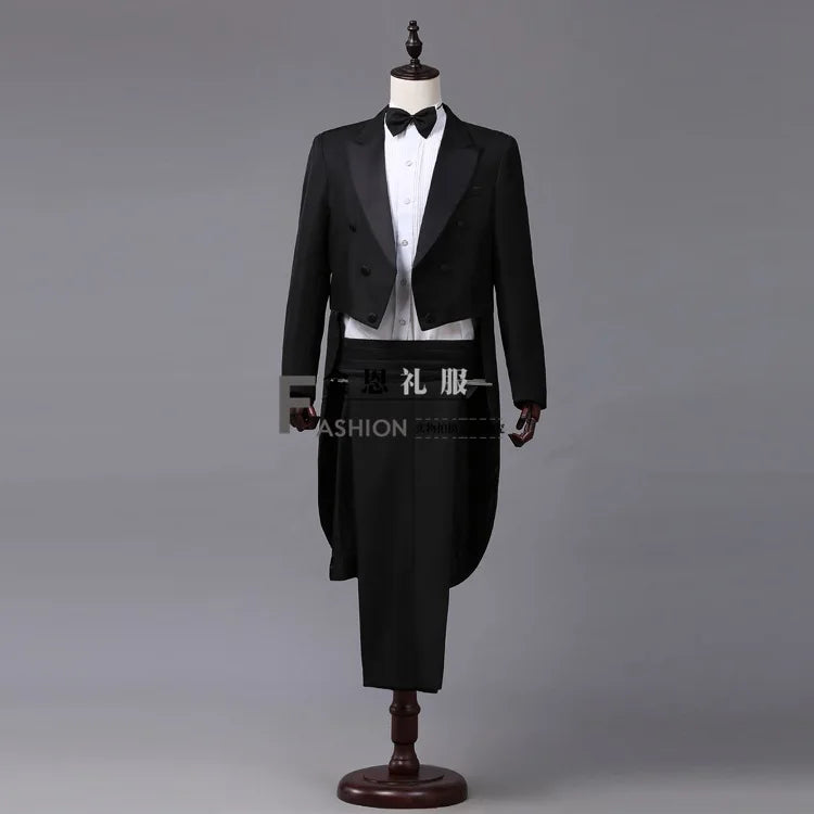 2024  Bent Flower Red/black /white Men's Dress Tuxedo Set Two-pieces,magician's Stage Performance, Conductor's Blazer Jacket