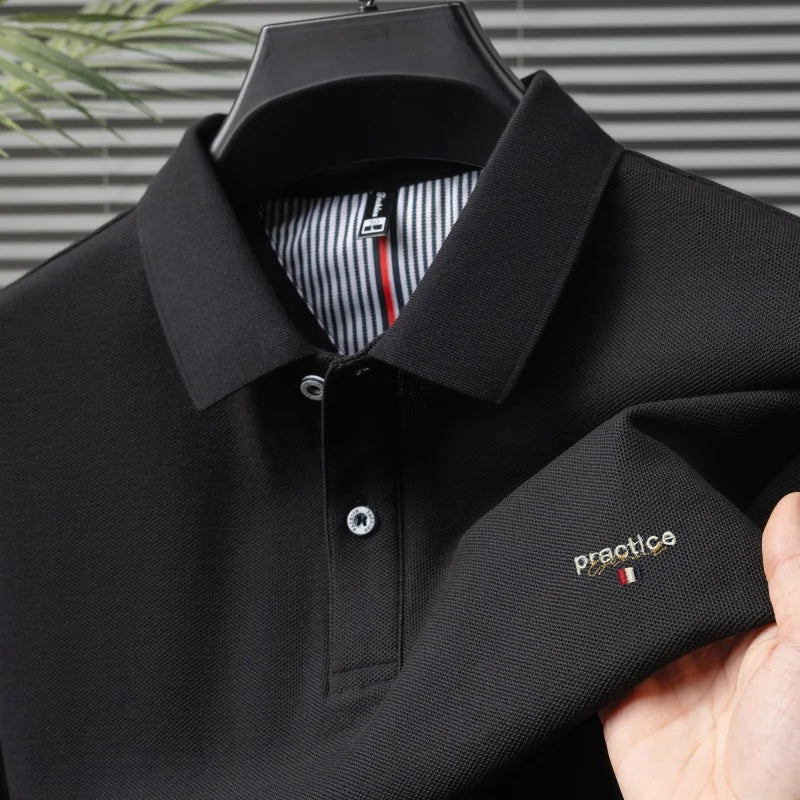 100% Pure Cotton Men's Classic Embroidered Polo Shirt Luxury Breathable Anti-wrinkle Cozy Short Sleeve Business Casual Golf Tee