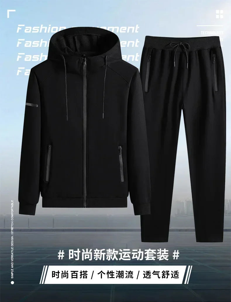 Plus Size tracksuits Men Sportswear Sets New Spring Autumn Clothing Hooded Pants Suit Male 2 Pieces Sweatshirt + Sweatpants 8XL