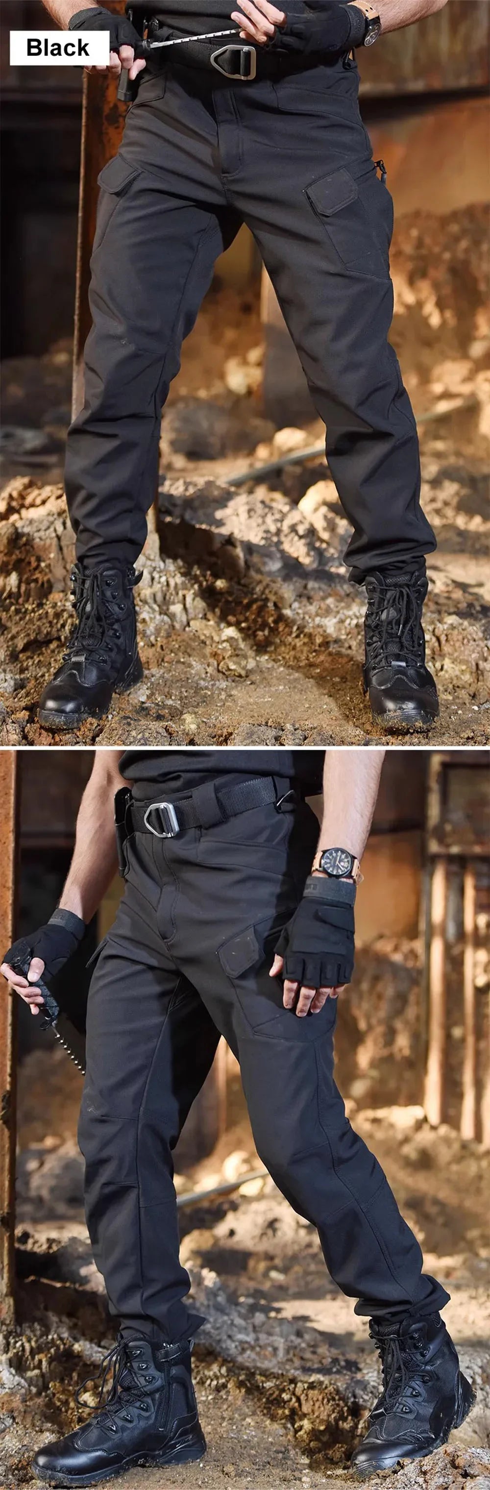Men's Autumn Winter Softshell Elastic Camping Hiking Trekking Fishing Hunting Pants Outdoor Cycling Tactical Cargo Trousers