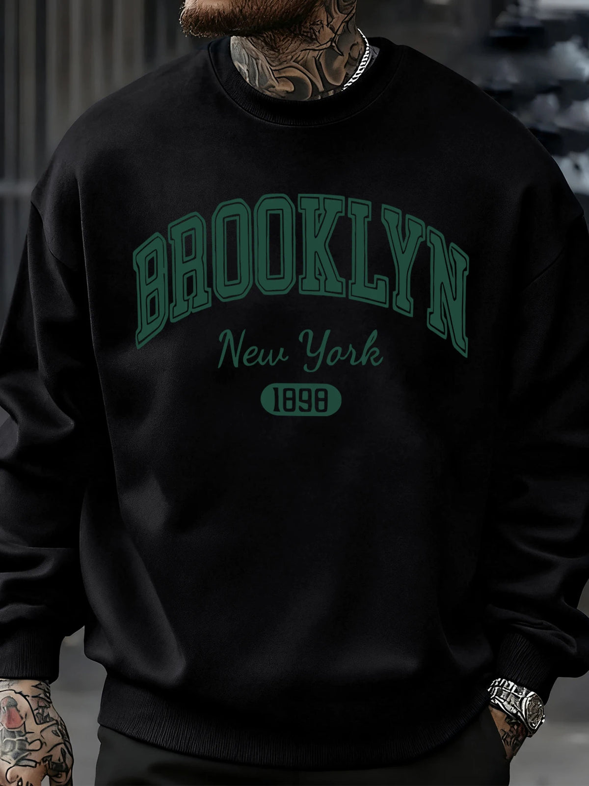 Brooklyn New York 1898 Prints Sweatshirt Autumn Man Clothes Fleece Fashion Pullover Casual Crewneck Sportswear Loose Soft Top