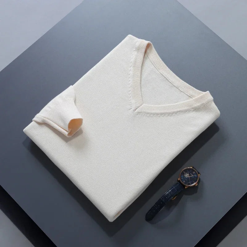 Men Cashmere Sweater Autumn Winter Soft Warm Jersey Jumper  Pull Homme Hiver Pullover V-Neck Knitted Sweaters