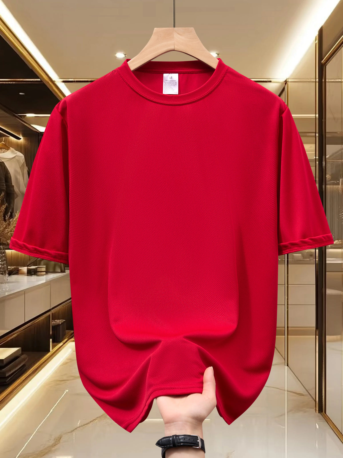 Men's T-Shirts - Soft Breathable Polyester Crewneck Tees in Navy & White, Lightweight Summer Shirts for Everyday & Formal Wear